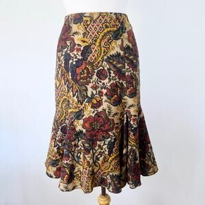Vintage Y2K Bill Blass Skirt Midi Mermaid Handkerchief Paisley‎ // Size 2 XS